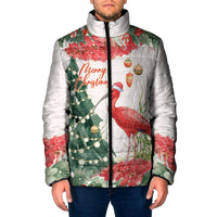 Personalized Trinidad And Tobago Christmas Padded Jacket Scarlet Ibis Wild Poinsettia Watercolor - Wonder Print Shop