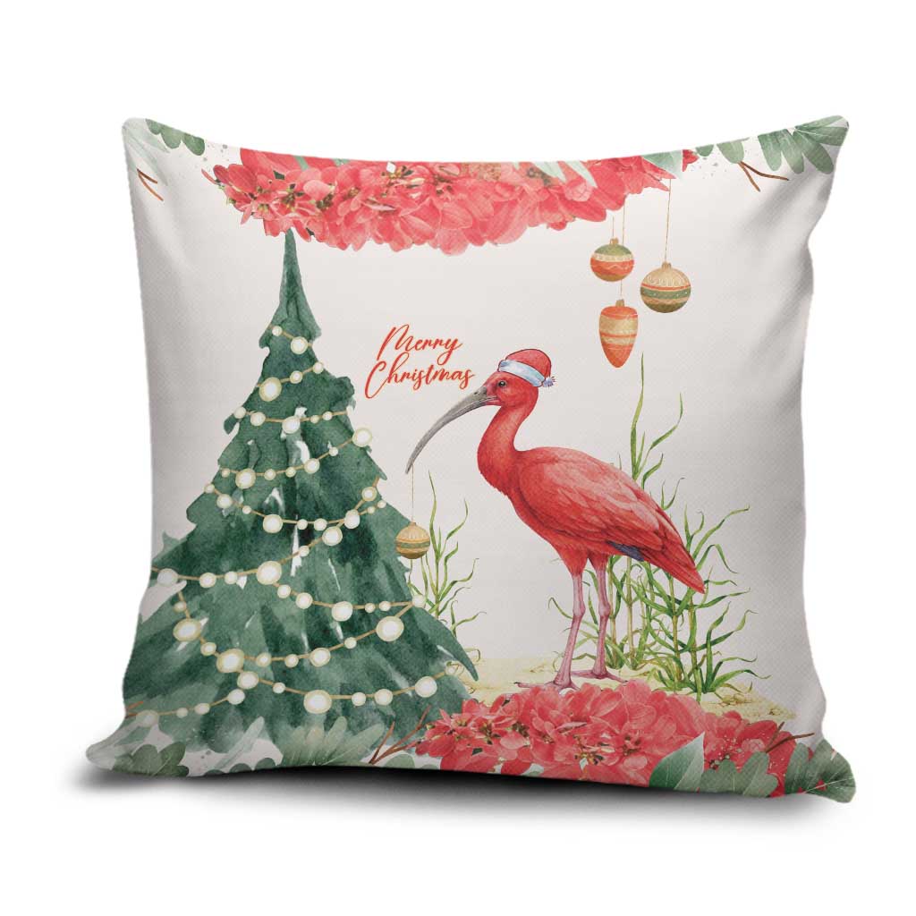 Trinidad And Tobago Christmas Pillow Cover Scarlet Ibis Wild Poinsettia Watercolor - Wonder Print Shop