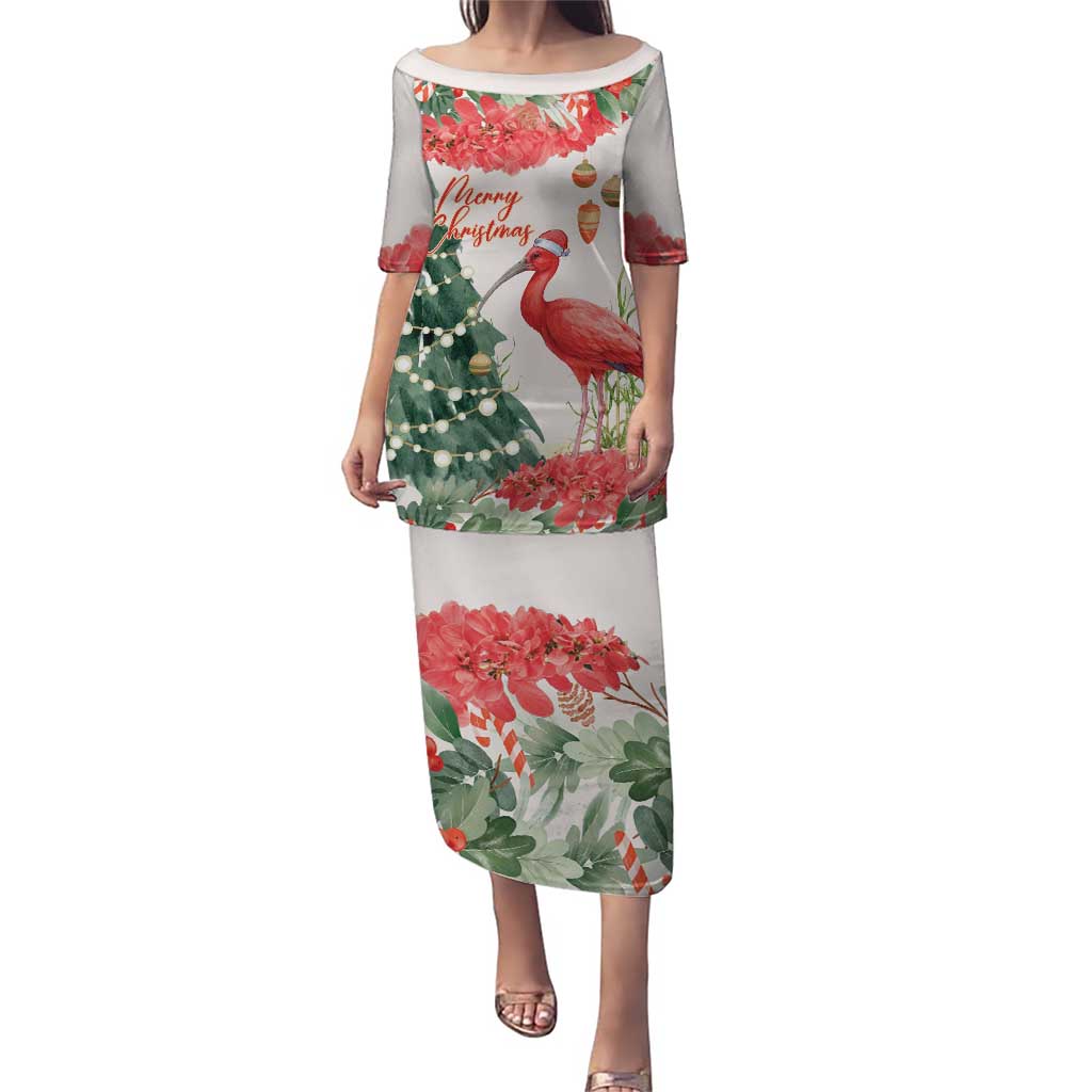 Personalized Trinidad And Tobago Christmas Puletasi Scarlet Ibis Wild Poinsettia Watercolor - Wonder Print Shop