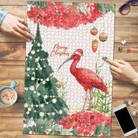 Trinidad And Tobago Christmas Puzzle Scarlet Ibis Wild Poinsettia Watercolor - Wonder Print Shop