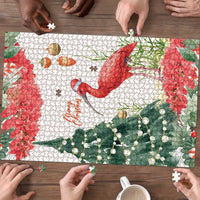 Trinidad And Tobago Christmas Puzzle Scarlet Ibis Wild Poinsettia Watercolor - Wonder Print Shop