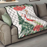 Trinidad And Tobago Christmas Quilt Scarlet Ibis Wild Poinsettia Watercolor - Wonder Print Shop