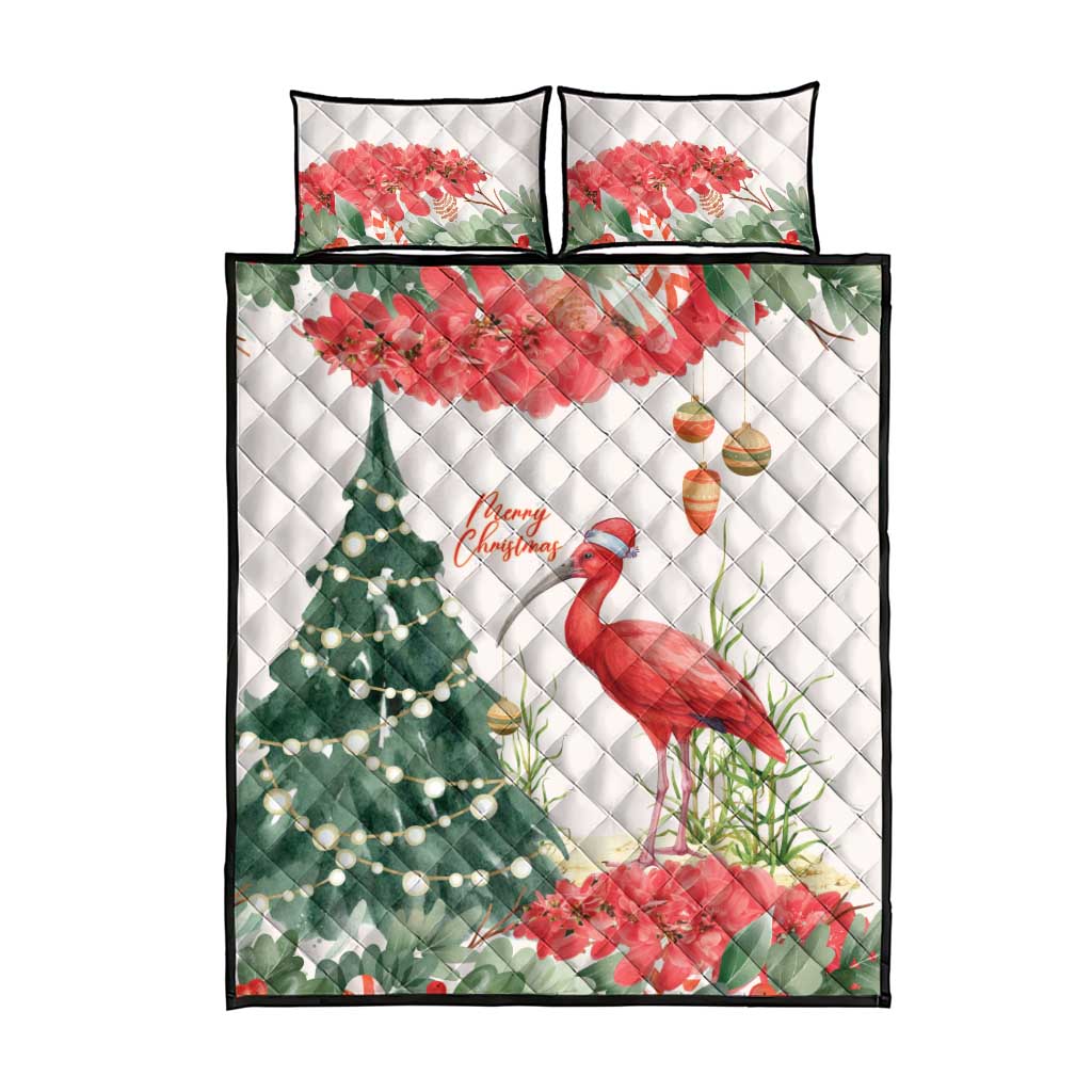 Trinidad And Tobago Christmas Quilt Bed Set Scarlet Ibis Wild Poinsettia Watercolor - Wonder Print Shop