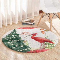 Trinidad And Tobago Christmas Round Carpet Scarlet Ibis Wild Poinsettia Watercolor - Wonder Print Shop