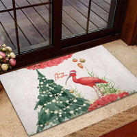 Trinidad And Tobago Christmas Rubber Doormat Scarlet Ibis Wild Poinsettia Watercolor - Wonder Print Shop