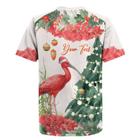 Personalized Trinidad And Tobago Christmas Rugby Jersey Scarlet Ibis Wild Poinsettia Watercolor - Wonder Print Shop
