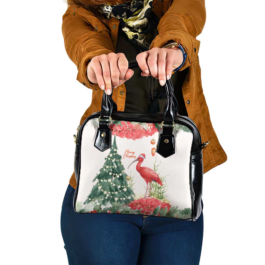 Trinidad And Tobago Christmas Shoulder Handbag Scarlet Ibis Wild Poinsettia Watercolor - Wonder Print Shop