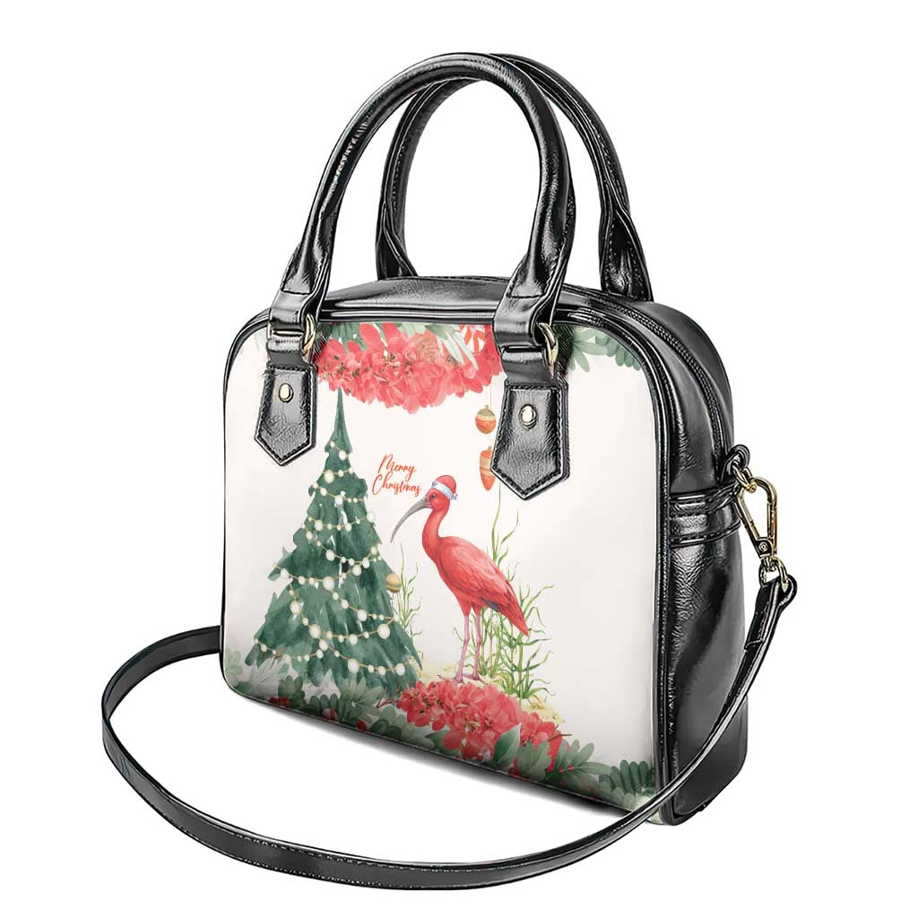 Trinidad And Tobago Christmas Shoulder Handbag Scarlet Ibis Wild Poinsettia Watercolor - Wonder Print Shop