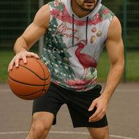 Personalized Trinidad And Tobago Christmas Sleeveless Hoodie Scarlet Ibis Wild Poinsettia Watercolor - Wonder Print Shop