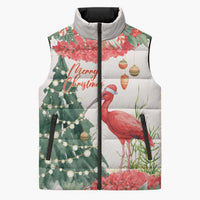 Personalized Trinidad And Tobago Christmas Sleeveless Puffer Jacket Scarlet Ibis Wild Poinsettia Watercolor - Wonder Print Shop