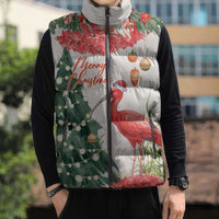 Personalized Trinidad And Tobago Christmas Sleeveless Puffer Jacket Scarlet Ibis Wild Poinsettia Watercolor - Wonder Print Shop