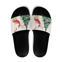 Trinidad And Tobago Christmas Slide Sandals Scarlet Ibis Wild Poinsettia Watercolor - Wonder Print Shop