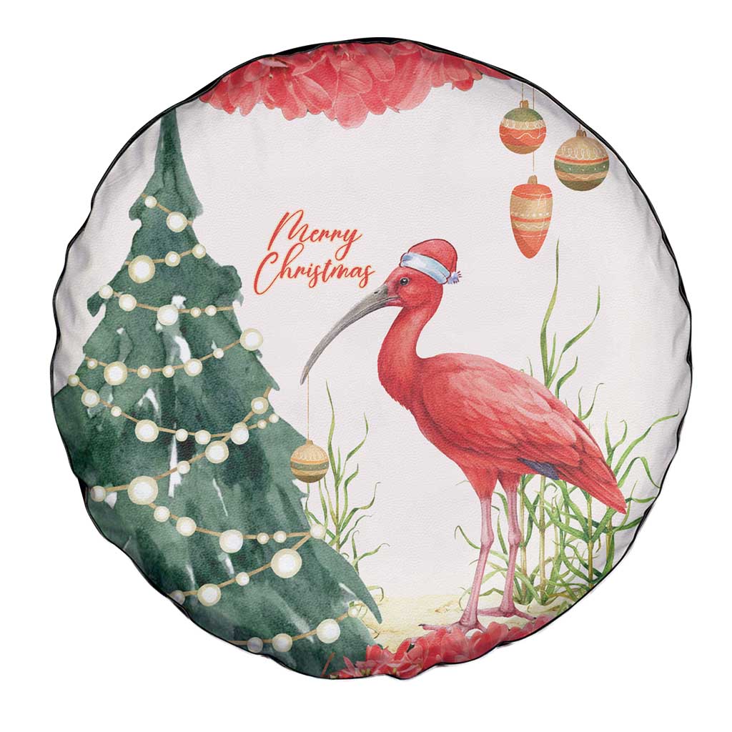 Trinidad And Tobago Christmas Spare Tire Cover Scarlet Ibis Wild Poinsettia Watercolor - Wonder Print Shop