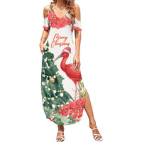 Personalized Trinidad And Tobago Christmas Summer Maxi Dress Scarlet Ibis Wild Poinsettia Watercolor - Wonder Print Shop