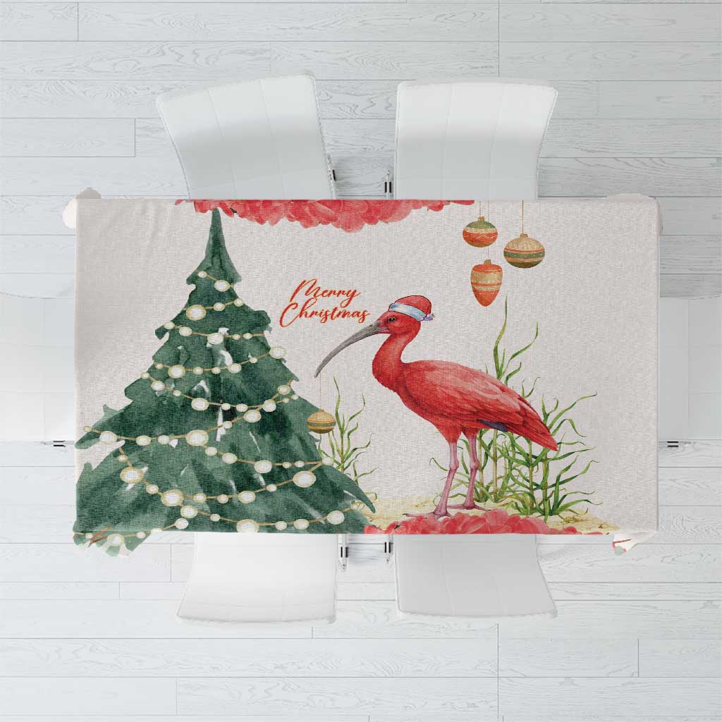 Trinidad And Tobago Christmas Tablecloth Scarlet Ibis Wild Poinsettia Watercolor - Wonder Print Shop