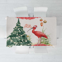 Trinidad And Tobago Christmas Tablecloth Scarlet Ibis Wild Poinsettia Watercolor - Wonder Print Shop