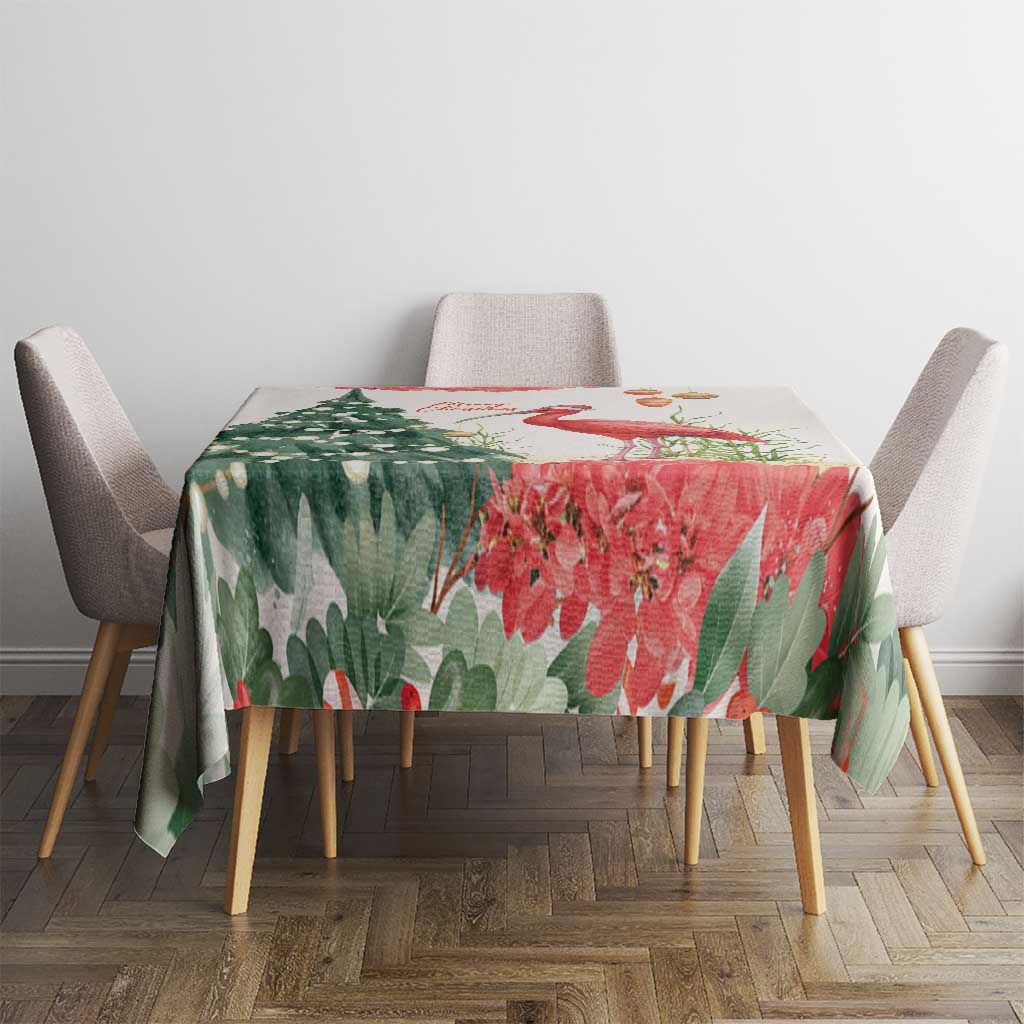 Trinidad And Tobago Christmas Tablecloth Scarlet Ibis Wild Poinsettia Watercolor - Wonder Print Shop