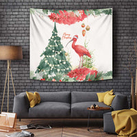 Trinidad And Tobago Christmas Tapestry Scarlet Ibis Wild Poinsettia Watercolor - Wonder Print Shop