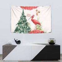 Trinidad And Tobago Christmas Tapestry Scarlet Ibis Wild Poinsettia Watercolor - Wonder Print Shop