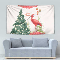 Trinidad And Tobago Christmas Tapestry Scarlet Ibis Wild Poinsettia Watercolor - Wonder Print Shop