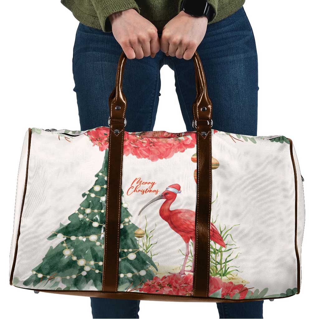 Trinidad And Tobago Christmas Travel Bag Scarlet Ibis Wild Poinsettia Watercolor - Wonder Print Shop