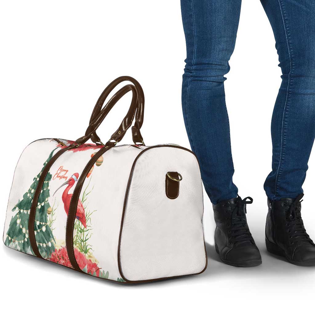 Trinidad And Tobago Christmas Travel Bag Scarlet Ibis Wild Poinsettia Watercolor - Wonder Print Shop
