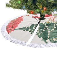 Trinidad And Tobago Christmas Tree Skirt Scarlet Ibis Wild Poinsettia Watercolor - Wonder Print Shop