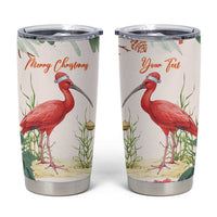 Personalized Trinidad And Tobago Christmas Tumbler Cup Scarlet Ibis Wild Poinsettia Watercolor - Wonder Print Shop