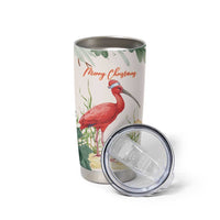 Personalized Trinidad And Tobago Christmas Tumbler Cup Scarlet Ibis Wild Poinsettia Watercolor - Wonder Print Shop