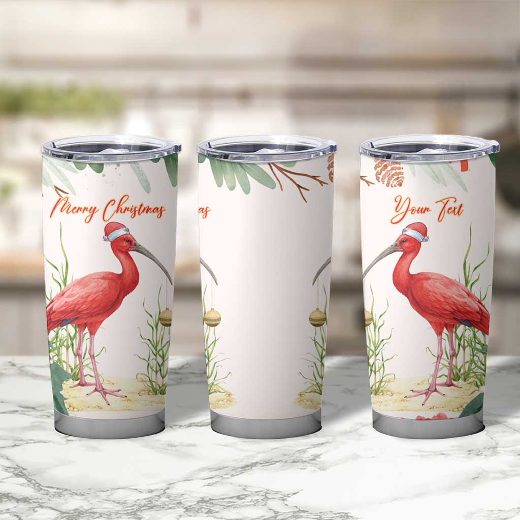 Personalized Trinidad And Tobago Christmas Tumbler Cup Scarlet Ibis Wild Poinsettia Watercolor - Wonder Print Shop