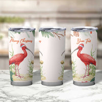Personalized Trinidad And Tobago Christmas Tumbler Cup Scarlet Ibis Wild Poinsettia Watercolor - Wonder Print Shop
