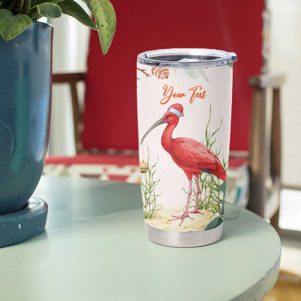 Personalized Trinidad And Tobago Christmas Tumbler Cup Scarlet Ibis Wild Poinsettia Watercolor - Wonder Print Shop