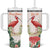 Personalized Trinidad And Tobago Christmas Tumbler With Handle Scarlet Ibis Wild Poinsettia Watercolor - Wonder Print Shop