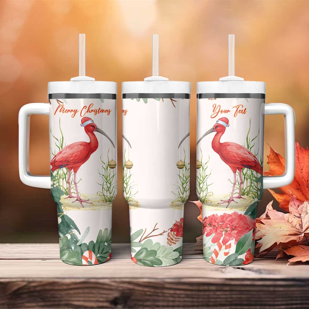 Personalized Trinidad And Tobago Christmas Tumbler With Handle Scarlet Ibis Wild Poinsettia Watercolor - Wonder Print Shop
