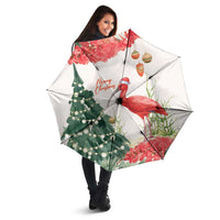 Trinidad And Tobago Christmas Umbrella Scarlet Ibis Wild Poinsettia Watercolor - Wonder Print Shop