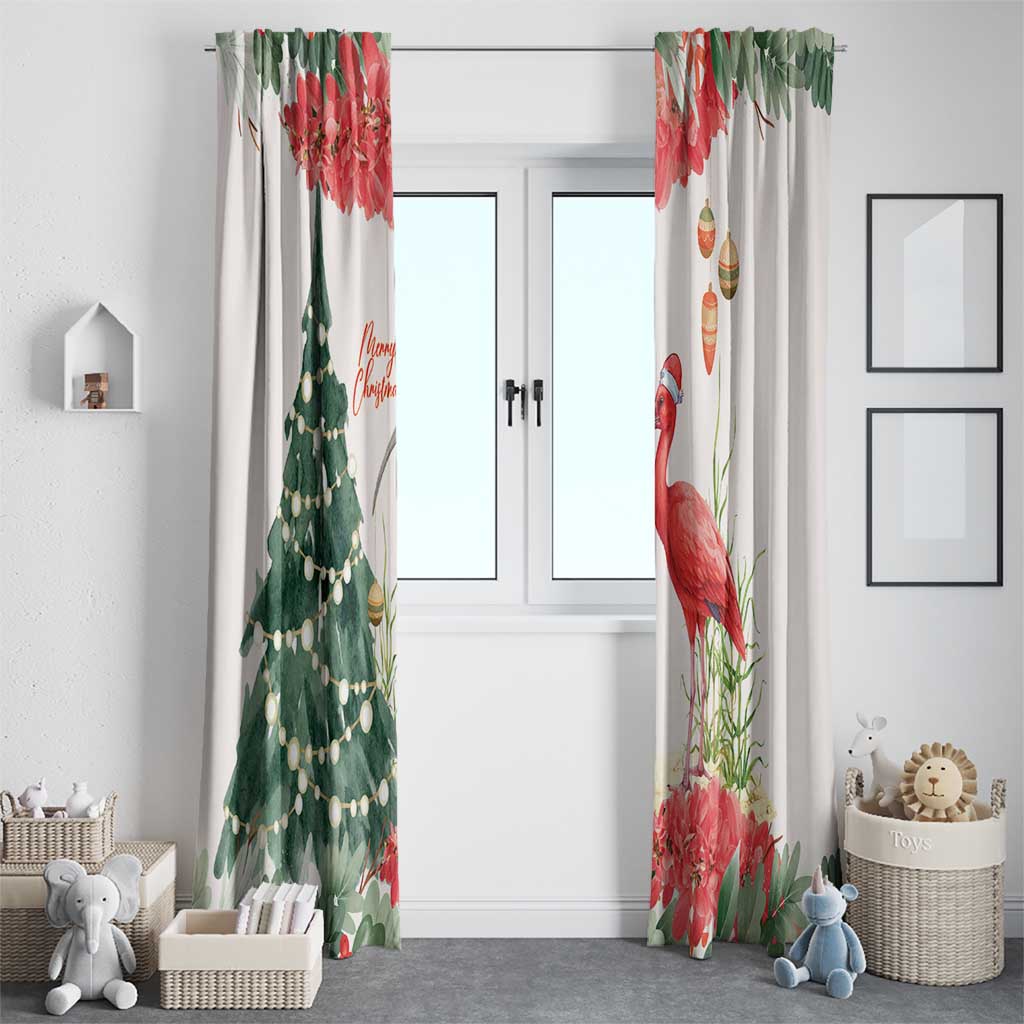 Trinidad And Tobago Christmas Window Curtain Scarlet Ibis Wild Poinsettia Watercolor - Wonder Print Shop