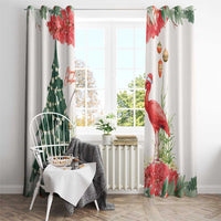 Trinidad And Tobago Christmas Window Curtain Scarlet Ibis Wild Poinsettia Watercolor - Wonder Print Shop