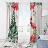 Trinidad And Tobago Christmas Window Curtain Scarlet Ibis Wild Poinsettia Watercolor - Wonder Print Shop