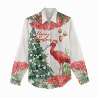Personalized Trinidad And Tobago Christmas Women Casual Shirt Scarlet Ibis Wild Poinsettia Watercolor - Wonder Print Shop