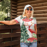 Personalized Trinidad And Tobago Christmas Women Polo Shirt Scarlet Ibis Wild Poinsettia Watercolor - Wonder Print Shop