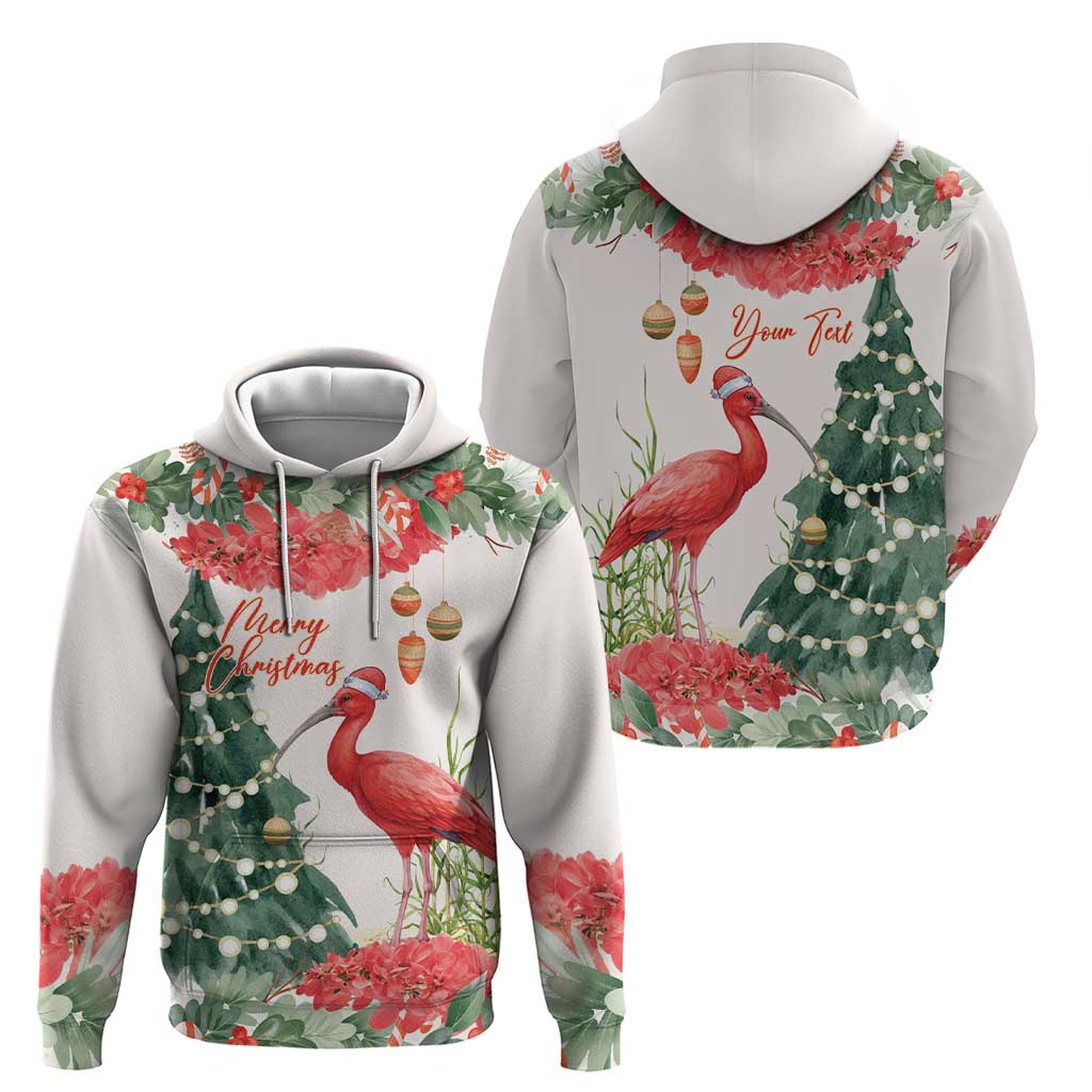Personalized Trinidad And Tobago Christmas Zip Hoodie Scarlet Ibis Wild Poinsettia Watercolor - Wonder Print Shop