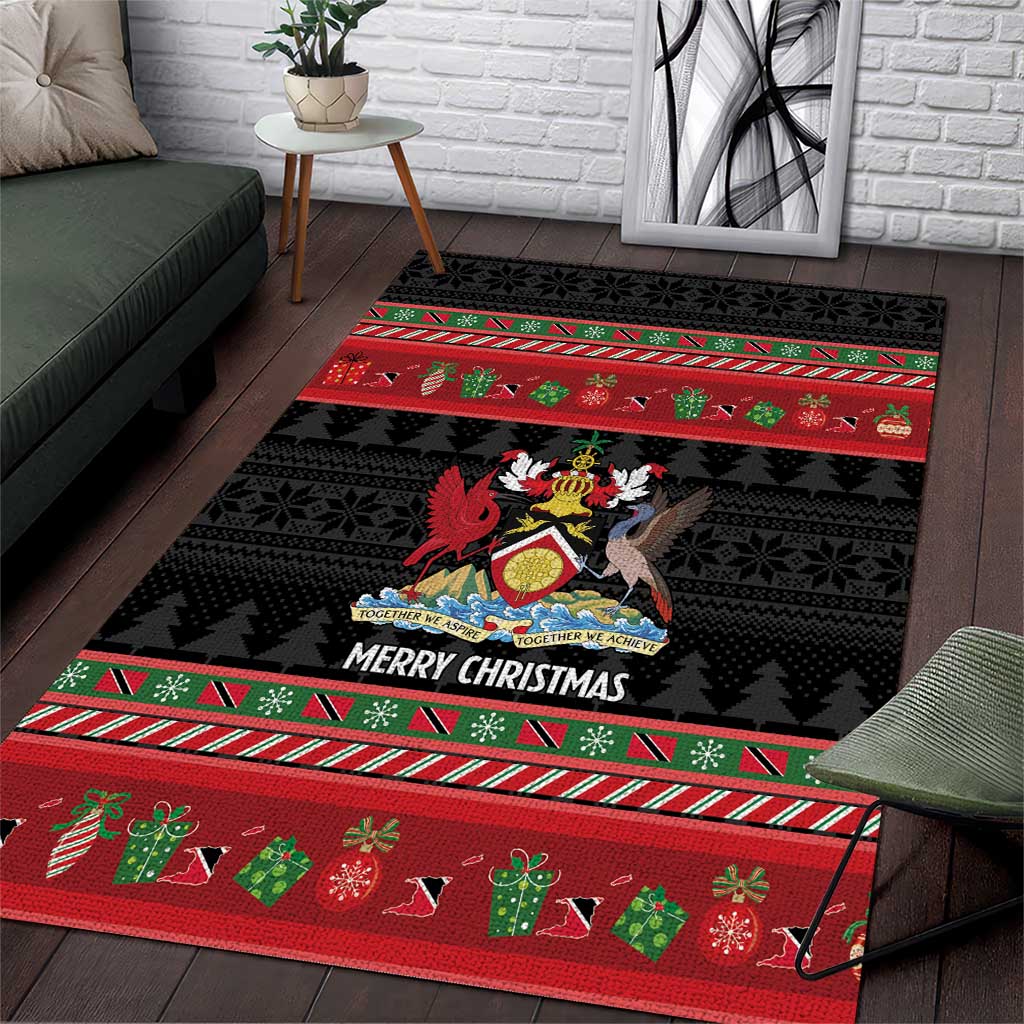 Trinidad And Tobago Christmas Area Rug Merry Xmas Coat Of Arms - Wonder Print Shop