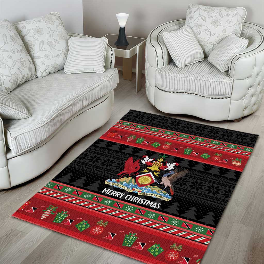 Trinidad And Tobago Christmas Area Rug Merry Xmas Coat Of Arms - Wonder Print Shop