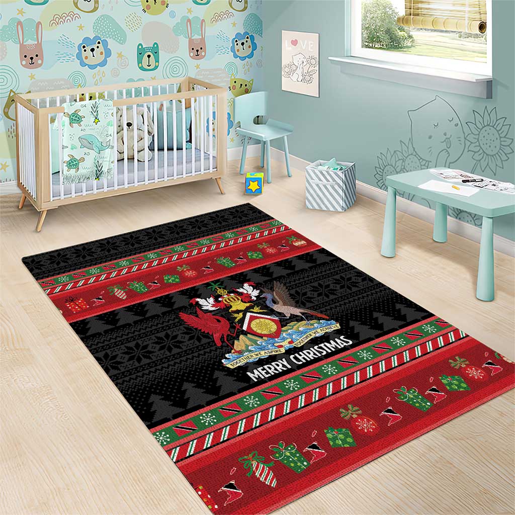 Trinidad And Tobago Christmas Area Rug Merry Xmas Coat Of Arms - Wonder Print Shop