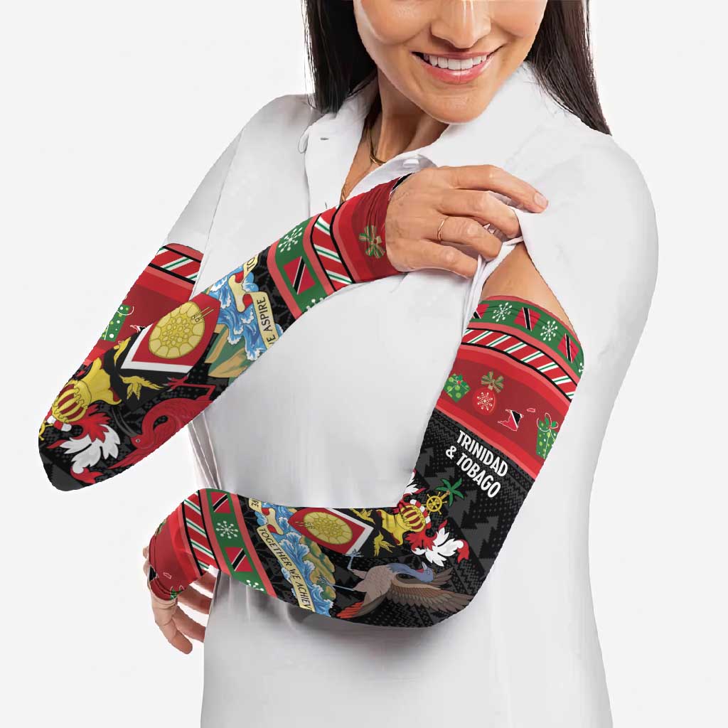 Trinidad And Tobago Christmas Arm Sleeves Merry Xmas Coat Of Arms - Wonder Print Shop