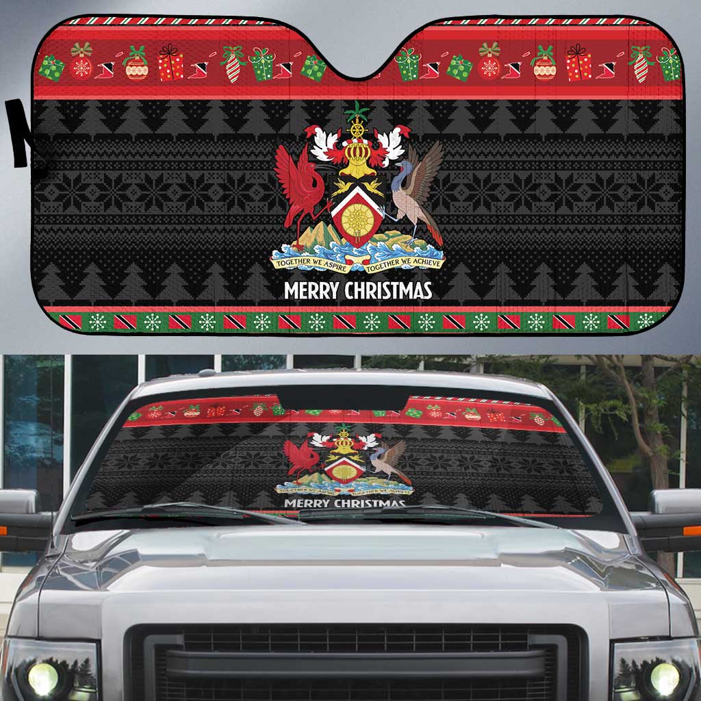 Trinidad And Tobago Christmas Auto Sun Shade Merry Xmas Coat Of Arms - Wonder Print Shop