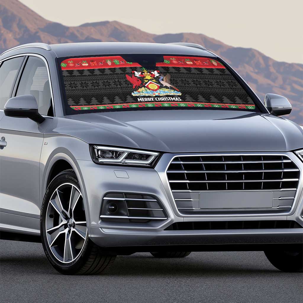 Trinidad And Tobago Christmas Auto Sun Shade Merry Xmas Coat Of Arms - Wonder Print Shop