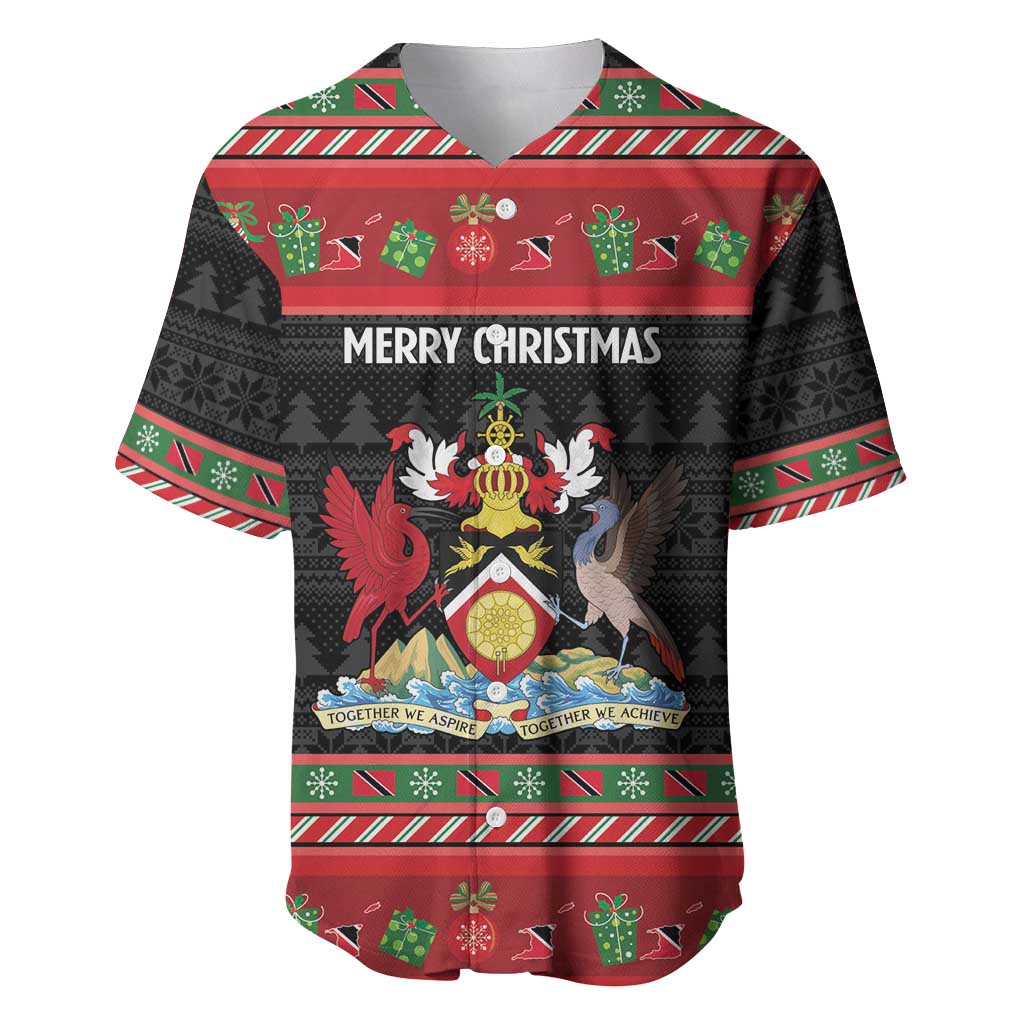 Trinidad And Tobago Christmas Baseball Jersey Merry Xmas Coat Of Arms - Wonder Print Shop