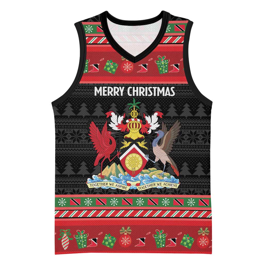 Trinidad And Tobago Christmas Basketball Jersey Merry Xmas Coat Of Arms - Wonder Print Shop