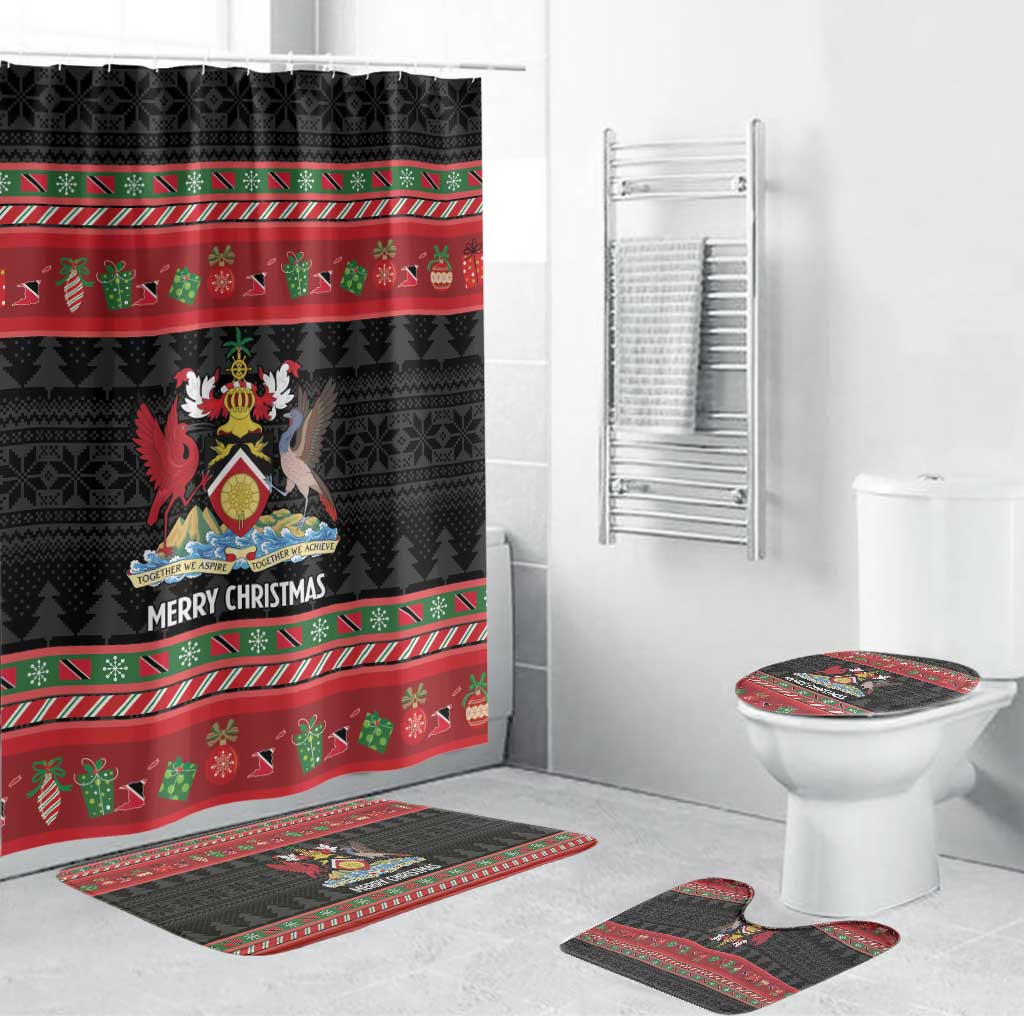 Trinidad And Tobago Christmas Bathroom Set Merry Xmas Coat Of Arms - Wonder Print Shop